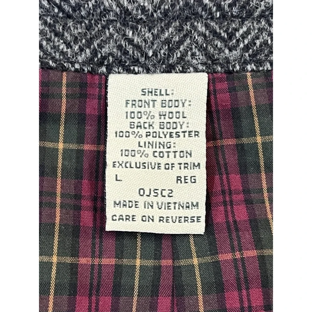 Vintage LL Bean Mens L Reg Wool Herringbone Waistcoat Vest Tartan Plaid Scottish